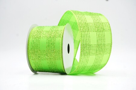 Apple Green  Classic Plaid Check Wired Ribbon_KW0467GC-15-190
